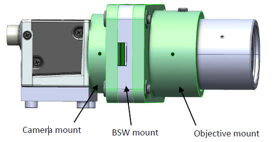 帶有攝像頭、BSW-20 和物鏡的組件 CAD 模型